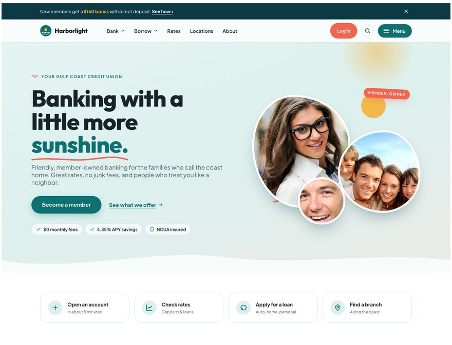 Harborlight Credit Union website template preview